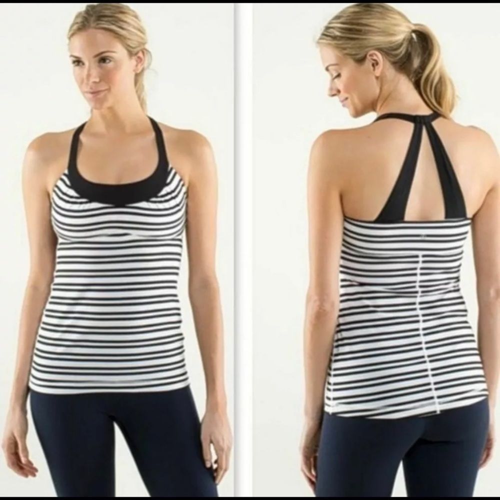 LULULEMON Scoop Me Up Twin Black & White Tank - Size 2